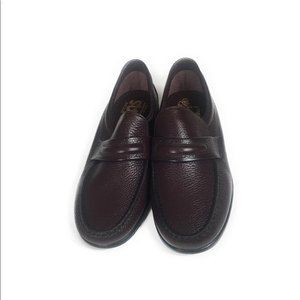 Brown Textured Leather Penny Loafer SAS Shoe